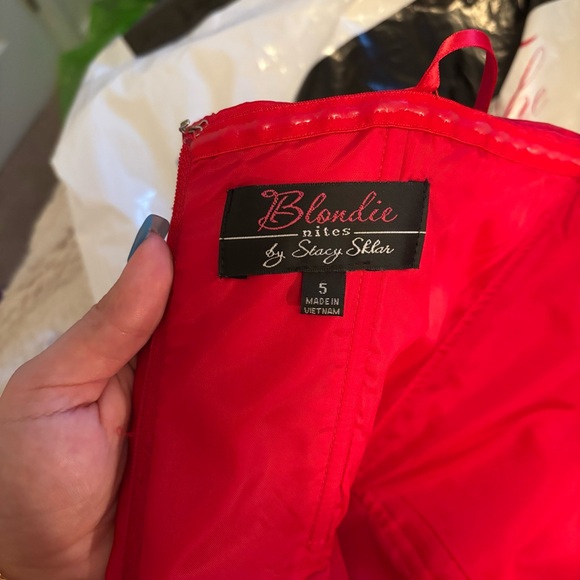 Strapless Red Dress with Embellished Pockets - Picture 3 of 3